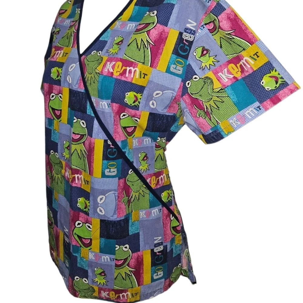The Wonderful World Of Disney Muppets Kermit Short Sleeve Scrub Top